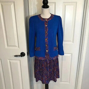Blue and Purple Long Sleeve Dress